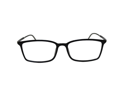 black glasses with sleek temples