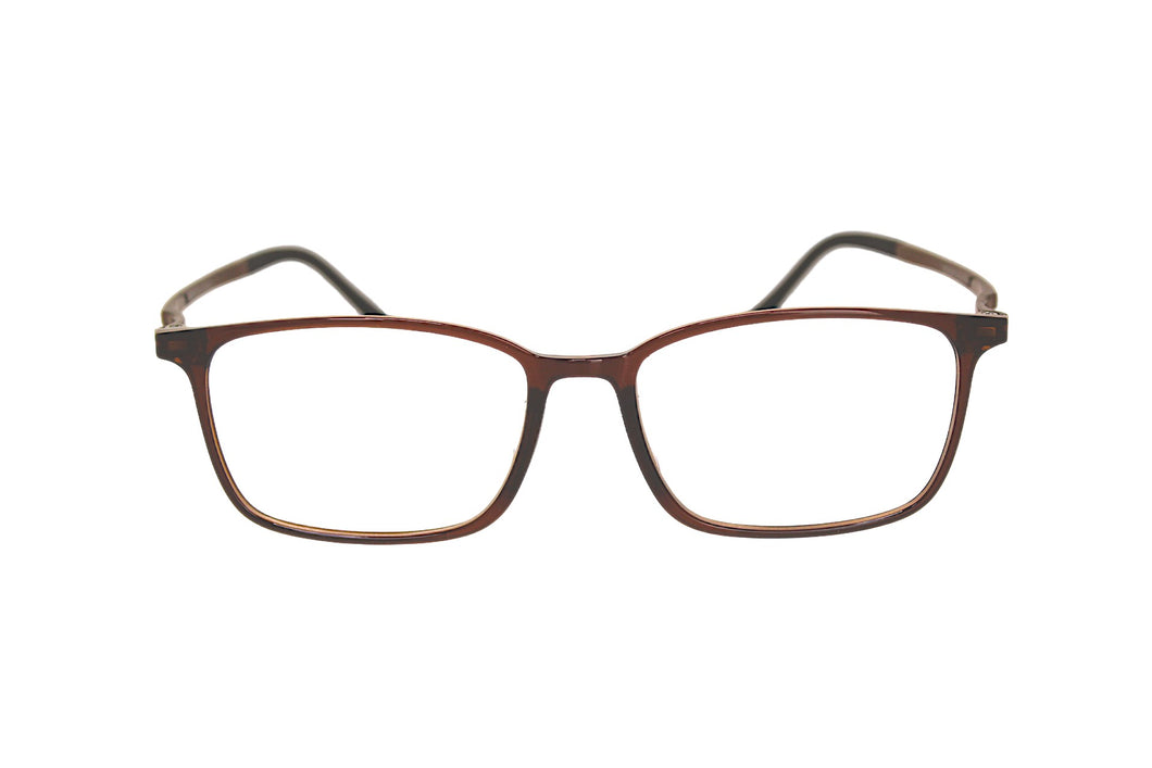 wavy temples in brown eyewear