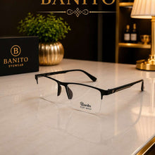 Load image into Gallery viewer, Black semi-rimless eyeglasses for men
